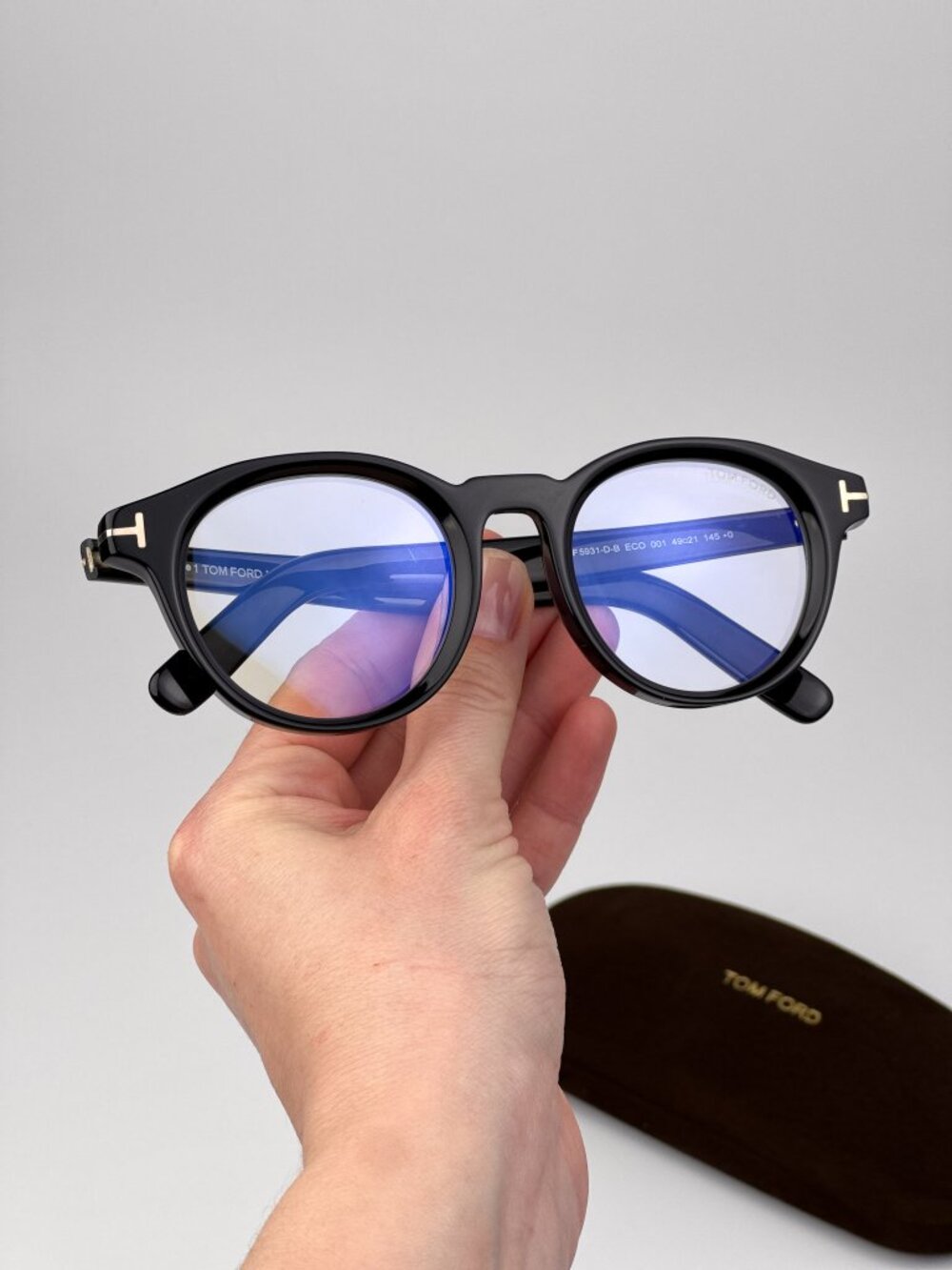 Tom Ford Unisex Eyeglasses Black Round FT5931-D-B 001 Blue Light Block